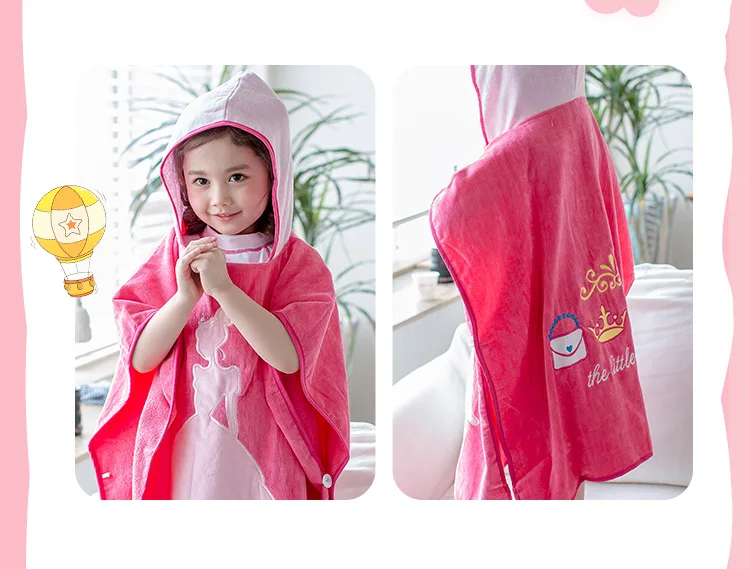 

Children's cartoon bath towel pink princess children's bathrobe cloak cotton baby towel bath towel cut velvet beach towel