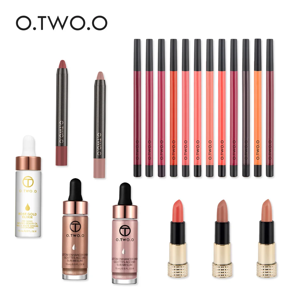 O. TWO. O 20 шт./кор. 24 к розовое золото масло для макияжа кожи + подводка губ карандаш