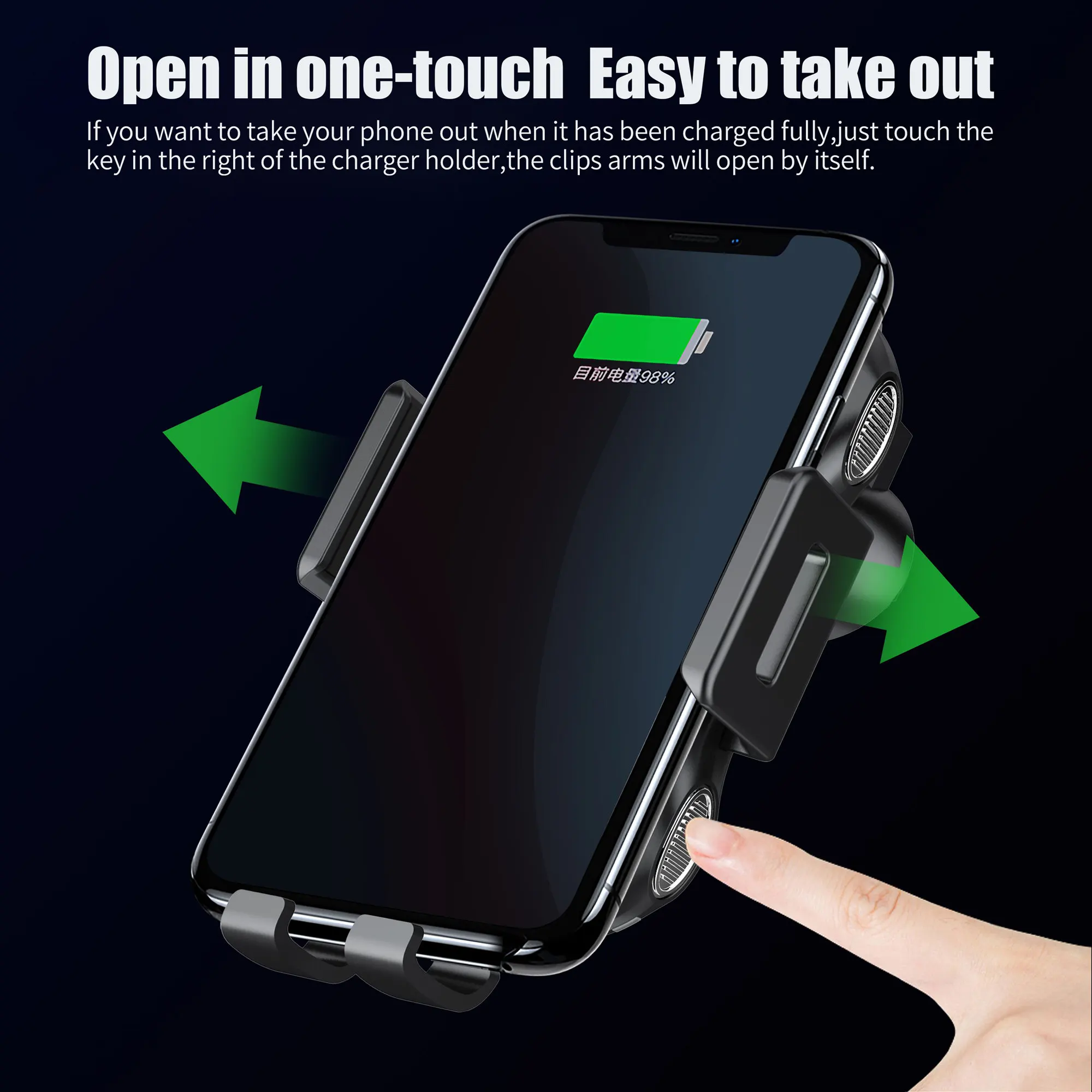 Qi wireless быстрой зарядки мобильного телефона держатель интеллектуальные электромагнитных управление Индукционное для iPhoneX huawei P30 Pro Xiaomi 9