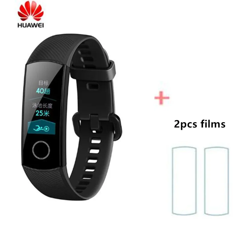 Оригинальные Смарт-часы huawei Honor Band 4, браслет Touchscree Amoled, цветной, 0,95 дюймов, Водонепроницаемый Фитнес-браслет, монитор сердечного ритма - Цвет: add films