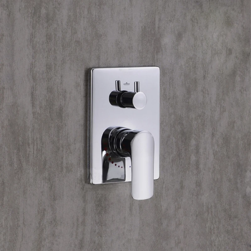 Wall Mounted Chrome 2 Ways Valve Shower Mixer Square Brass Shower Faucet Valves With Embedded
