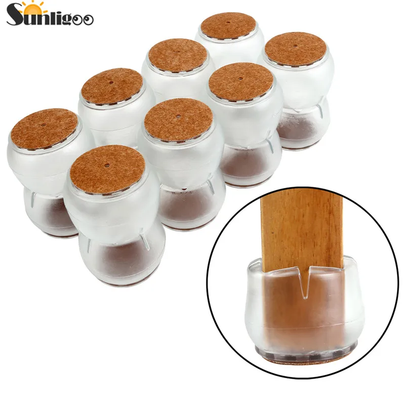 

8pcs Large Transparent Clear Silicone Table Furniture Leg Feet Tips Covers Caps Felt Pads Prevent Scratches Wood Floor Protector