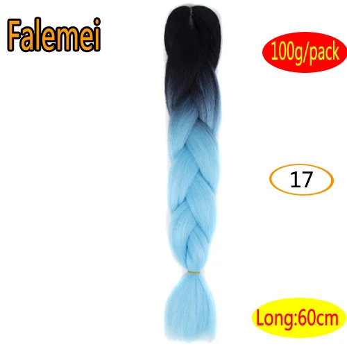 P4/24 FALEMEI 100 г/упак. 24 дюйма, вязанные косички, волосы, Омбре, два тона, цветные, огромные косички, волосы, синтетические волосы для кукол, вязанные волосы - Цвет: P4/24