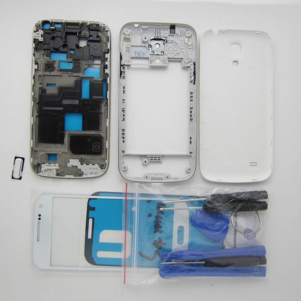 Full Housing Case Frame Chassis Back Cover Replacement For Galaxy S4 mini i9192 Front Screen Glass