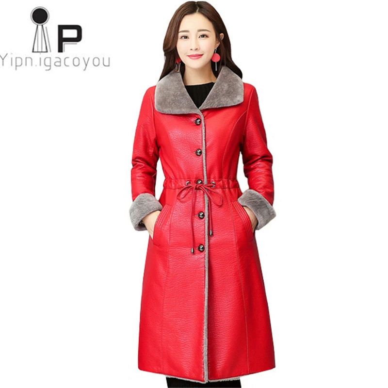 

Fashion Faux Leather Jacket Women Coat Autumn Winter 2020 Plus Size Thick Lamb Cashmere Ladies Leather Jacket Windbreaker 3XL4XL