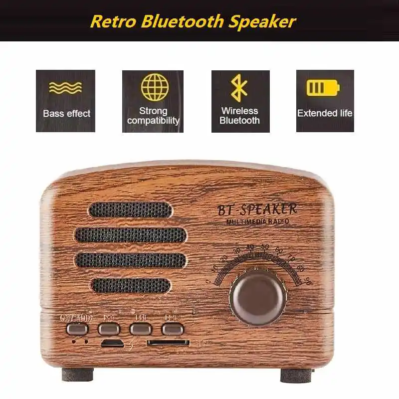 Bluetooth колонка в ретро стиле портативные мини-колонки Поддержка Tf карты воспроизведения Fm радио Hands-Free для телефона ПК беспроводной динамик s