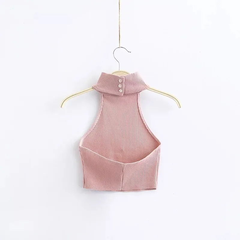 Весна/Новые летние Стиль Холтер жилет женский сексуальный утечки-Back High-Neck Knit жилет Для женщин