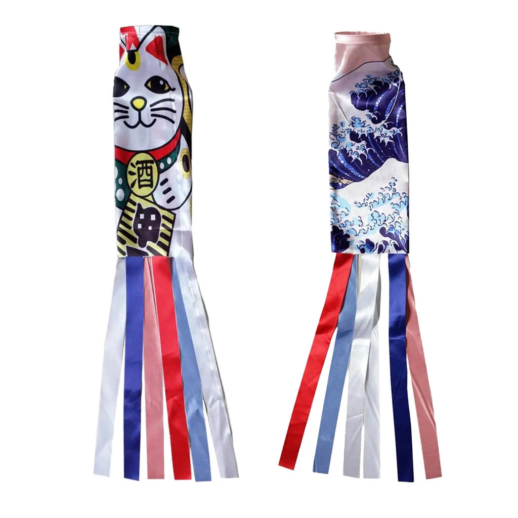 2Pcs Koi Nobori Carp Windsocks Streamers Colorful Fish Flag Decoration 70cm