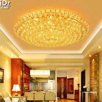

Gold round high quality crystal lamp living room lamp LED modern minimalist bedroom lamp restaurant Ceiling Lights Dia800MM