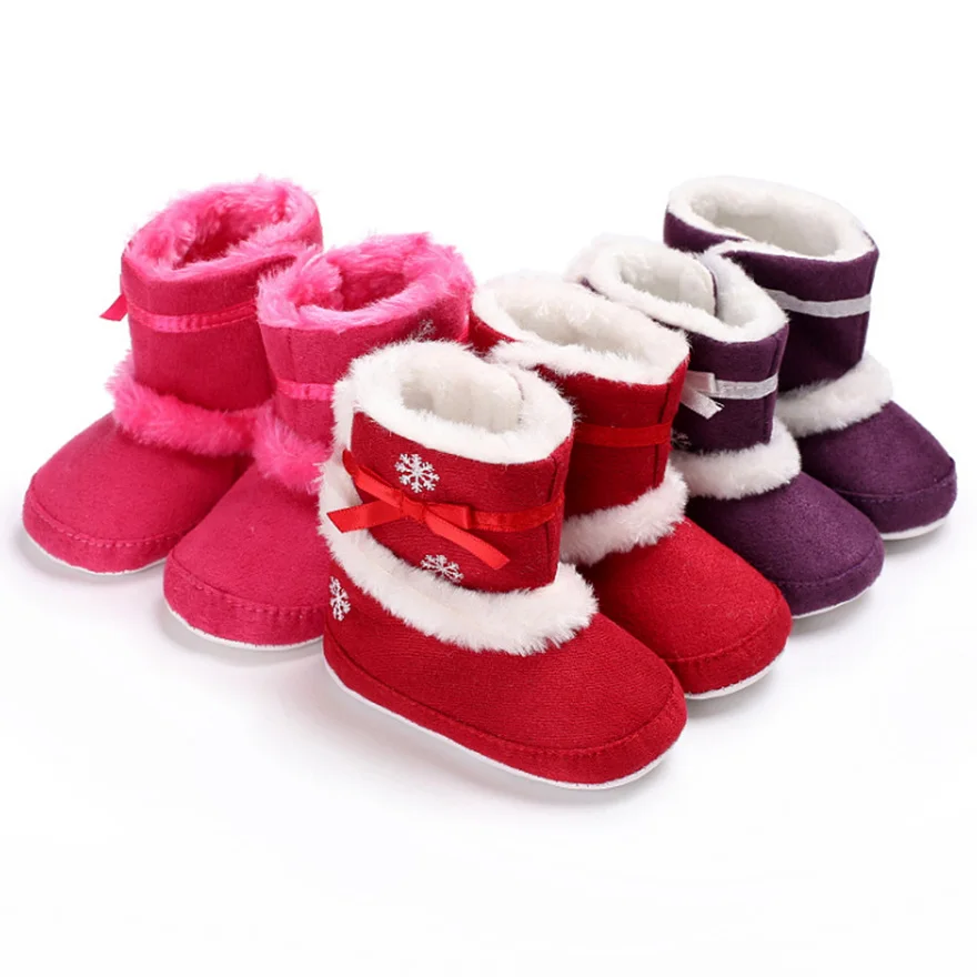 Новые милые детские ботинки со снежинками; теплая плюшевая обувь для маленьких девочек; Зимние Повседневные детские ботиночки; Семейные Нескользящие ботинки для малышей