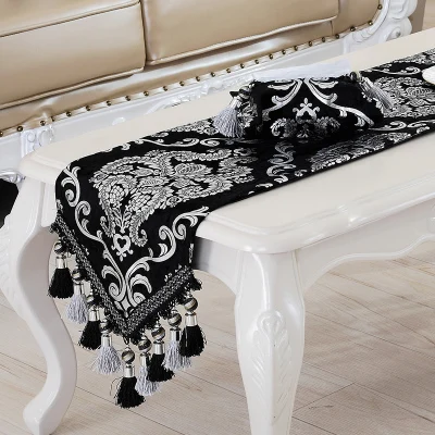  Luxury Europe Runner silver plating Bead tassels Beauty Table Bed Home Room Dec runner Mat mat whol
