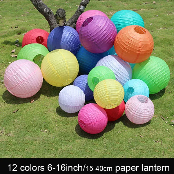 

10pcs/lot 6-8-10-12-14-16 Inch Chinese Paper Lantern For Wedding Event Party Decoration Red White PInk Purple Blue Paper Ball