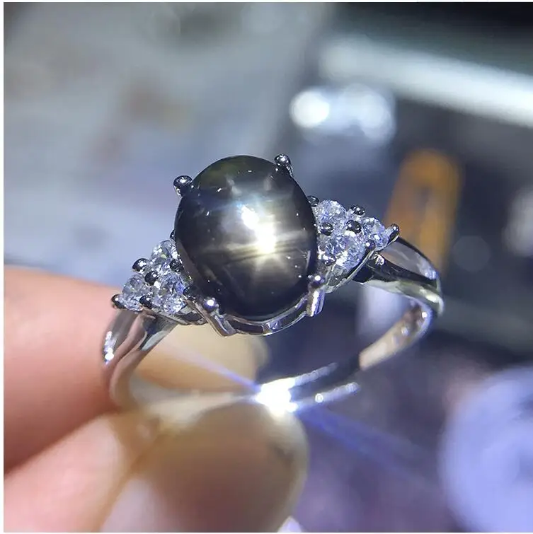 Natural real blue sapphire ring 925 sterling silver Fine handworked jewelry Finger rings Gem Size 7*9mm