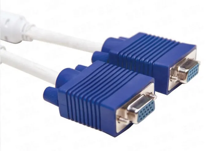 High Quality 1 Computer To Dual 2 Monitor VGA Splitter Cable Video Y Splitter 15 Pin Two Ports Male To Female