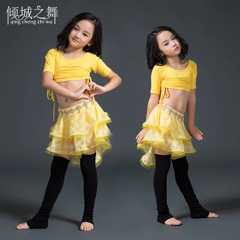 RT011 детское платье для танца живота из модала и кружева костюм топ + короткая