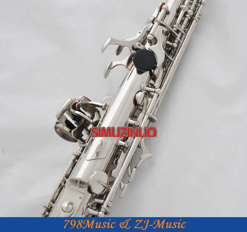 Посеребренный изогнутый колокольчик Сопрано-саксофон Bb ключ к высокой F ключ и G ключ