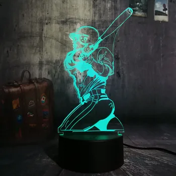 

Novelty New Sport Playing Baseball 3D LED illusion USB Remote Night Light 7 Color Change Lamp Home Decoration Child Boy Man lamp