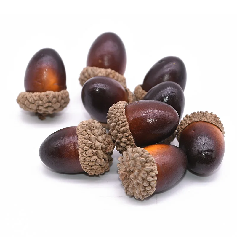 

20pcs/lot Simulation Mini Acorn Oak Nut Artificial Plant Vivid Realistic Fake Fruit Ornament Wedding Decoration Nuts Home Decor