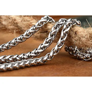

100% Stainless Steel Braided Choker Wheat Chain Knitted Chain Necklace Mens Collar Trenzado Arpa Zincir Kolye Wholesale 10pcs