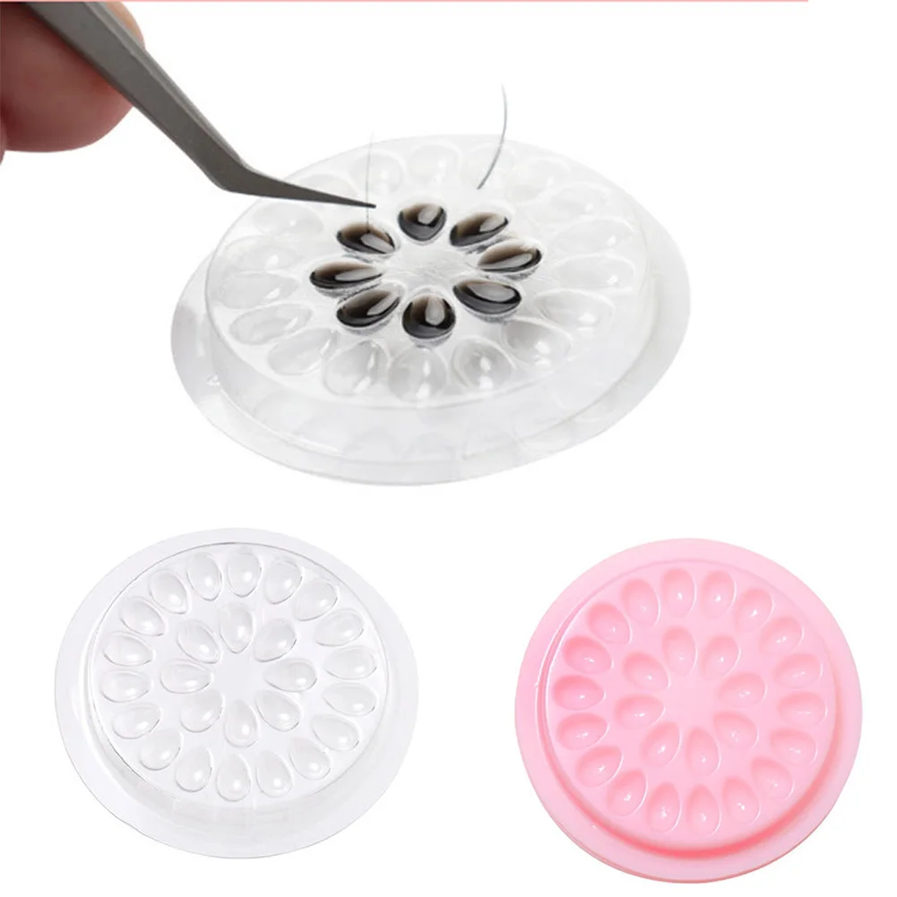 

100pcs/set False Lashes Large Capacity Pallet Flower Shape Makeup Tool Convenient Durable Gasket Eyelashes Glue Holder Extension