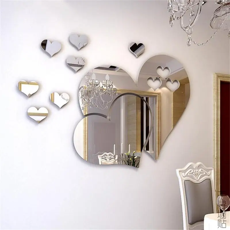 

3D Mirror Love Hearts Wall Sticker Decal DIY Home Room Art Mural Decor