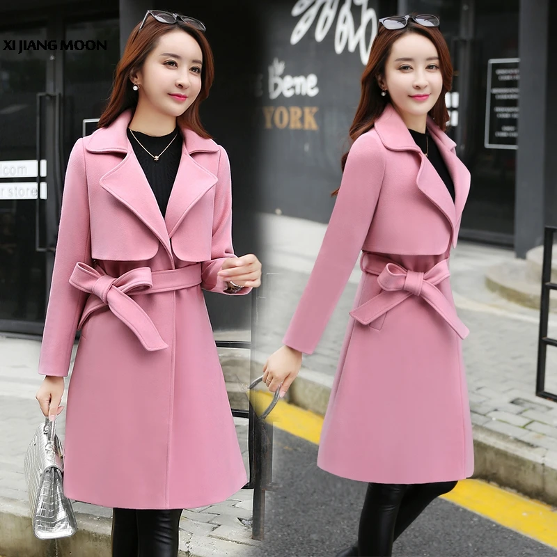 Manteau De Veste Et Army W1416 Sexy Laine rose Épais rouge 2017 Green Mode Automne Nouvelles Mince Longue D'hiver Hiver Femmes vq4Xwpxf