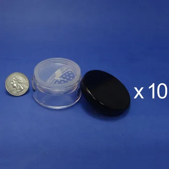 

10 Pcs Made in Taiwan 30g Pot Travel Size Sifter Loose Powder Plastic Jar with Rotating Sifter & Black Lid(AY81(30)RSST-C=10pcs)