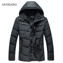 Новое поступление, зимняя Стильная мужская одежда с хлопковой подкладкой, модная повседневная куртка сплошная Мужская съемная шапка, размер L-4XL