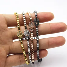 

Anil Arjandas Men Hamsa Bracelet,Rose Gold evil eye Connector & 4mm Beads Braiding Macrame Bracelet Men Women Fashion Jewelry
