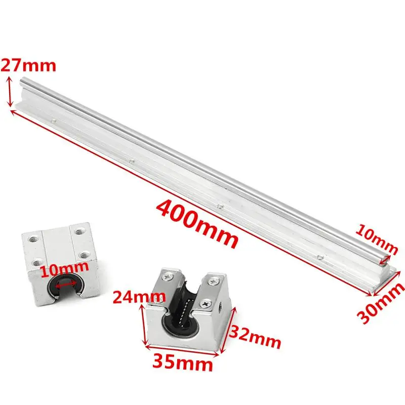

SBR10 L400mm Axis Linear Track Rails Shaft With 2pcs SBR10UU Block Bearing Linear Guide Rail 2Aluminum Brackets