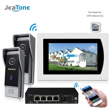 WIFI IP Video Door Phone Intercom System Video Doorbell 7” Touch Screen for 2 Doors Apartment/8 Zone Alarm Support Smart Phone