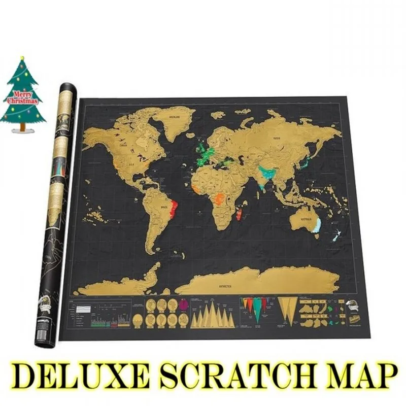 

NEW HOT Deluxe Scratch Map 1Piece black mapa creative scratch off map travel scratch world map mapa mundi rascar 82.5 x 59.5cm