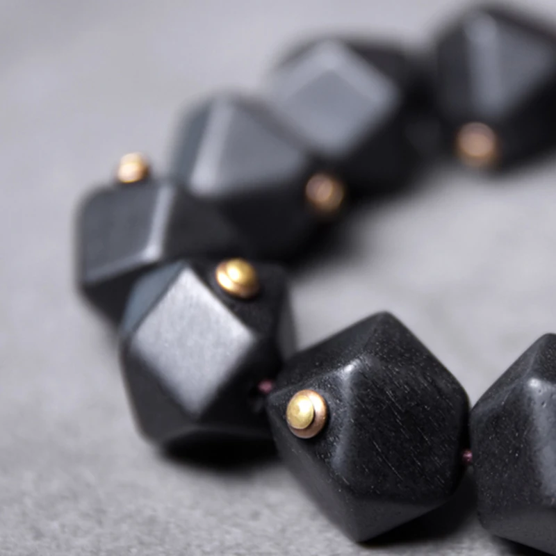 Black Ebony Vintage Copper Bracelet Handmade Brass Jewelry For Men Women OM Prayer Unisex Geometric Fashion Bangle (6)