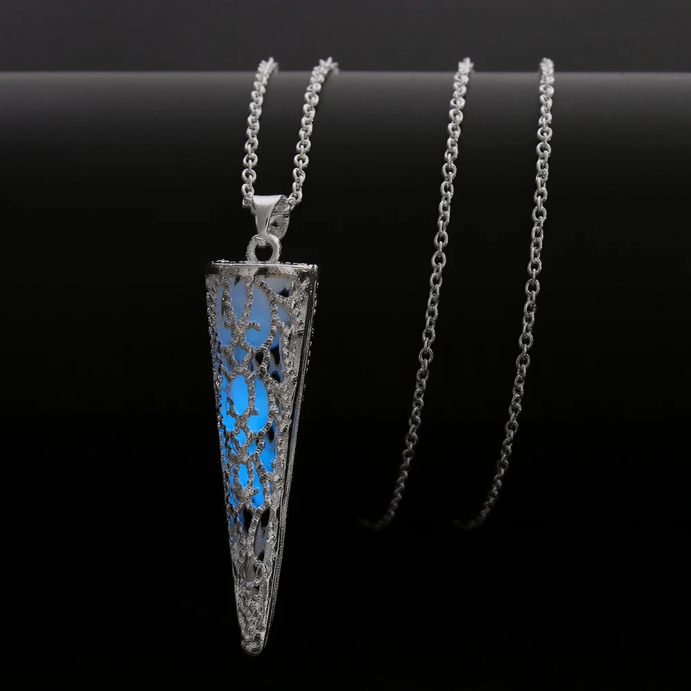 1 Pcs New Unisex Hollow Necklace Conical Bullet Shape Night Shining