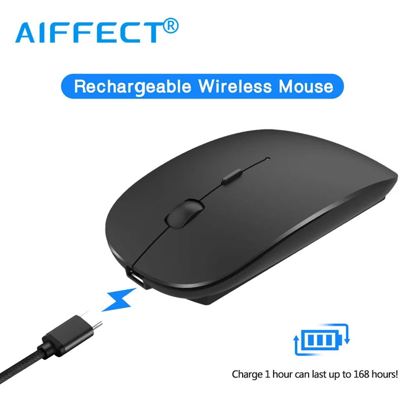 

AIFFECT 2.4Ghz Rechargeable Wireless Mouse Optical Gaming Mouse For PC Gaming Laptops Computer Mini Noiseless Mouse Gamer.