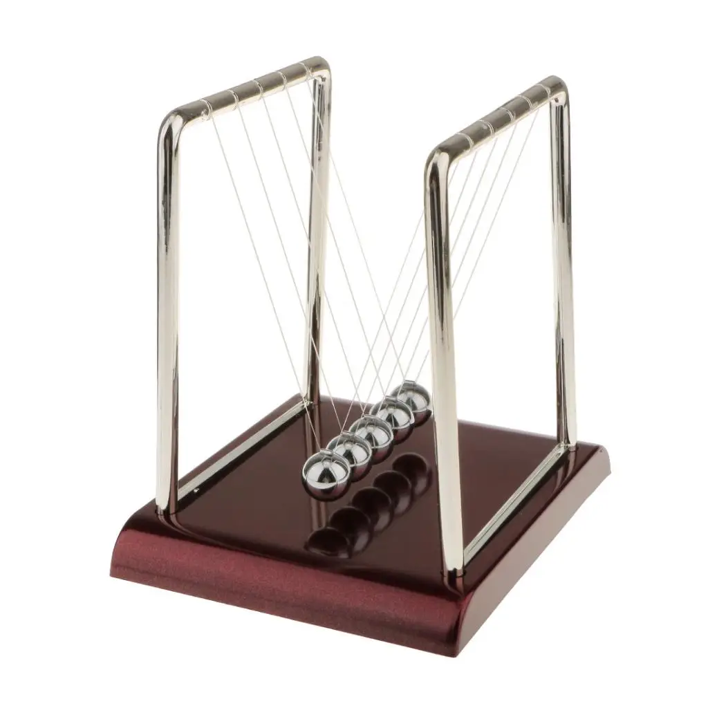 Plastic base and steel balls Newton Cradle Balance Ball Physics Science Pendulum Educational Toy Square for your kids-S