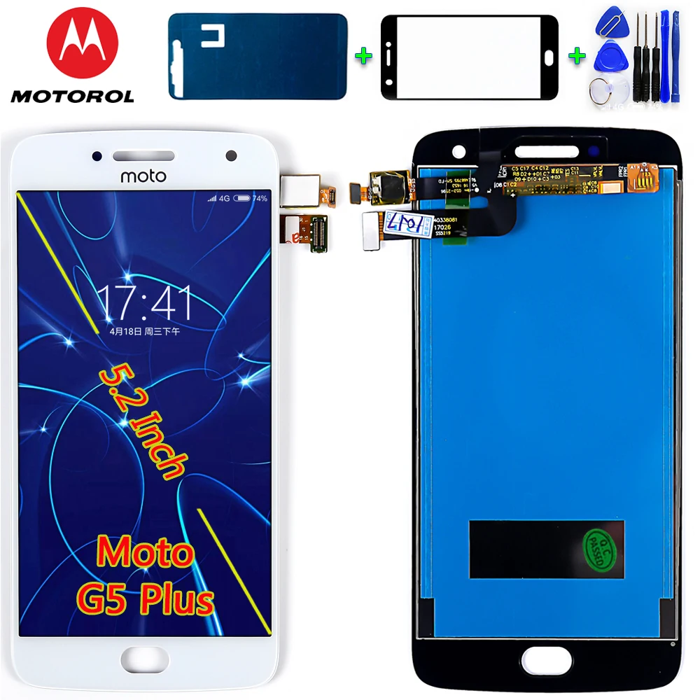 

Motorola Moto G5 Plus 5.2 inch LCD Display XT1685 Touch Screen Digitizer Assembly 1920*1080 with Free Tempered Glass and Tools