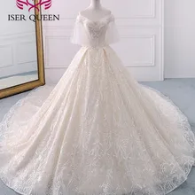 Высокое качество, роскошное дубайское свадебное платье, бальное платье, длинный шлейф, рукав-фонарик, жемчуг, вышивка, свадебное платье, платье невесты WX0121