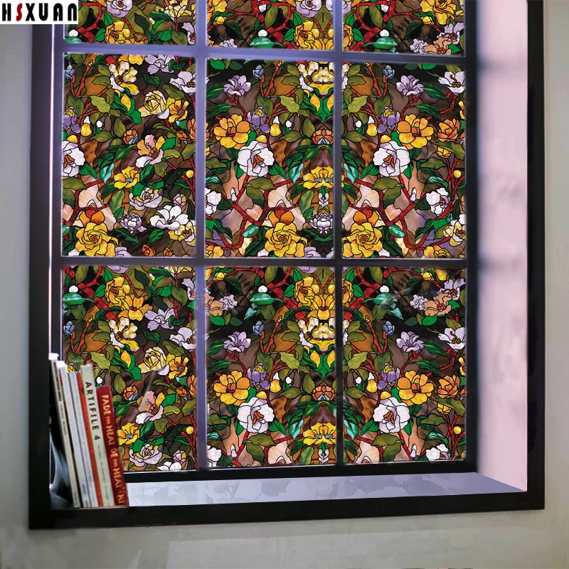 removable tint decor window film 40x100cm frosted privacy 3D flower