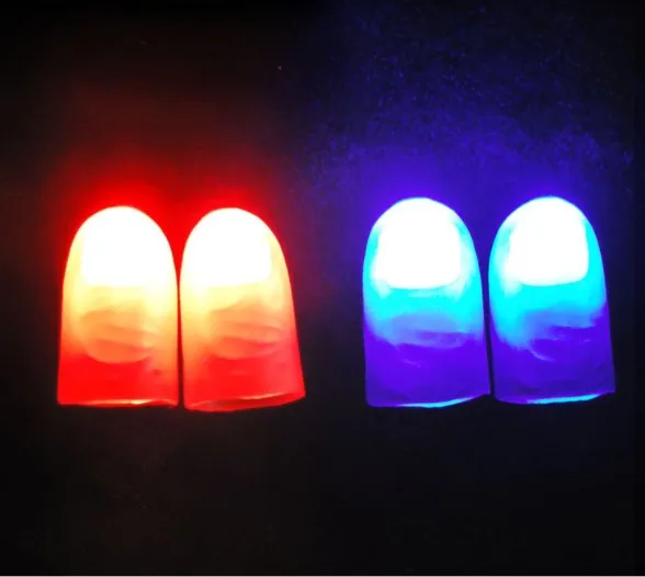 

Creative Magic Red Blue Light Up Thumb Tips With LED Red Magic Thumb Tip Light Illusion Magic Finger 1 Ppair=2pcs YH1755