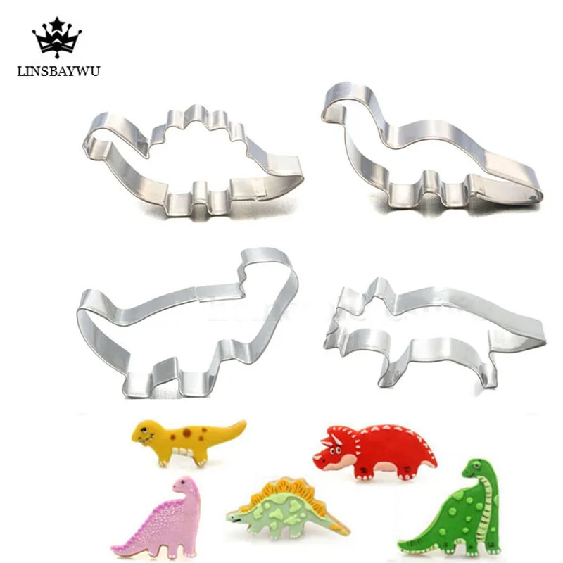 

4Pcs/Set Stainless Steel Dinosaur Animal DIY Fondant Cake Cookie Biscuit Cutter Cake Decorating Mould Pastry Baking Tools