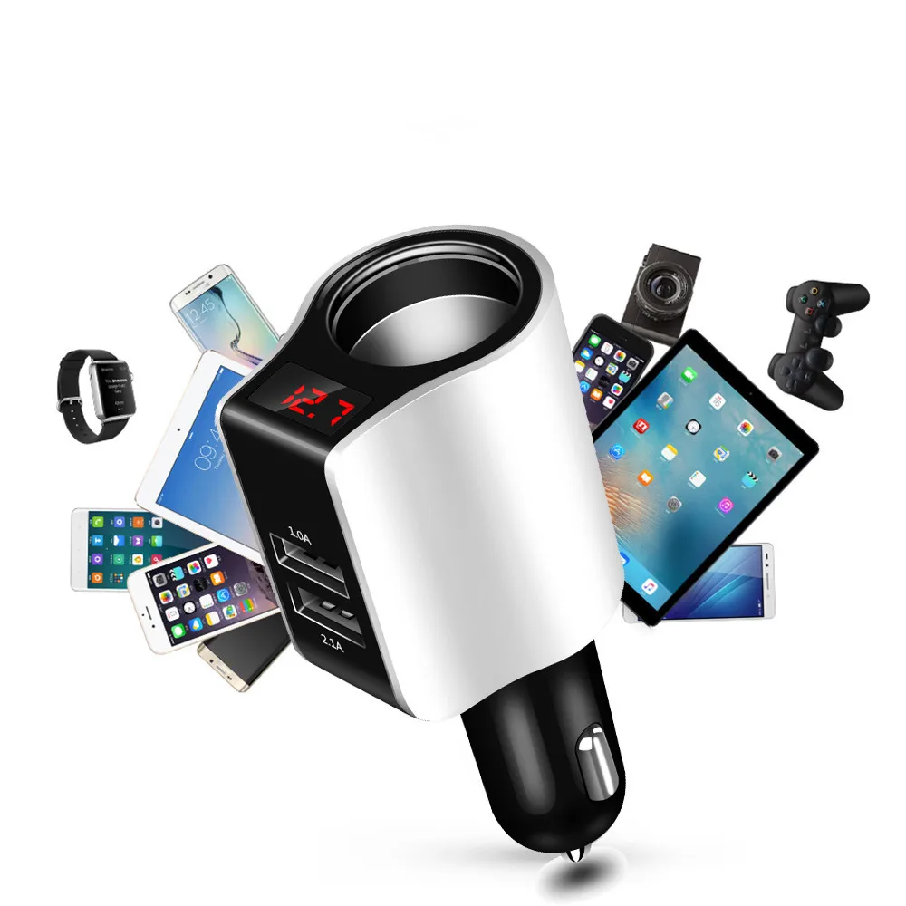 Maxsharer USB شاحن سيارة للجوال هاتف لوحي GPS المزدوج USB 2.1A سريع شاحن سيارة مهايئ شاحن الهاتف مع تاريخ كابل