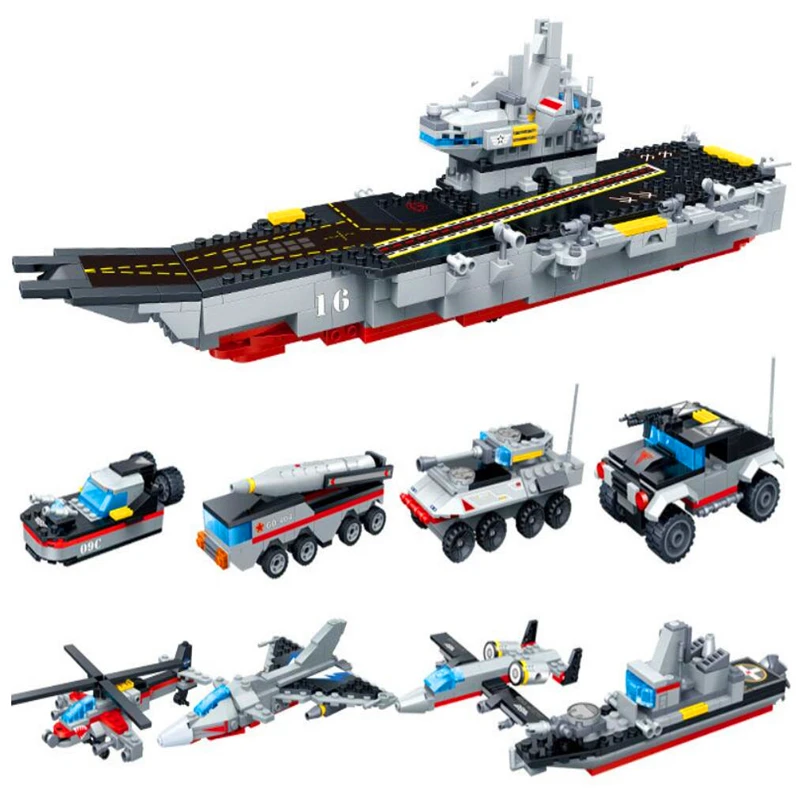 

GUDI 8709 659Pcs 8 In 1 Aircraft Military Carrier Warship Fighter Building Blocks Brick Compatible LegoIN Technic Playmobil Toys