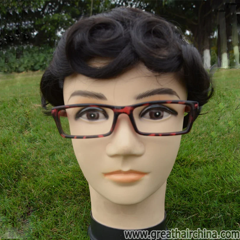 

Size 6x10inch Natural Hair Lace Front System Toupee Swiss Lace with Polyurethane Back and Side Hand Tied Men's Hairpiece