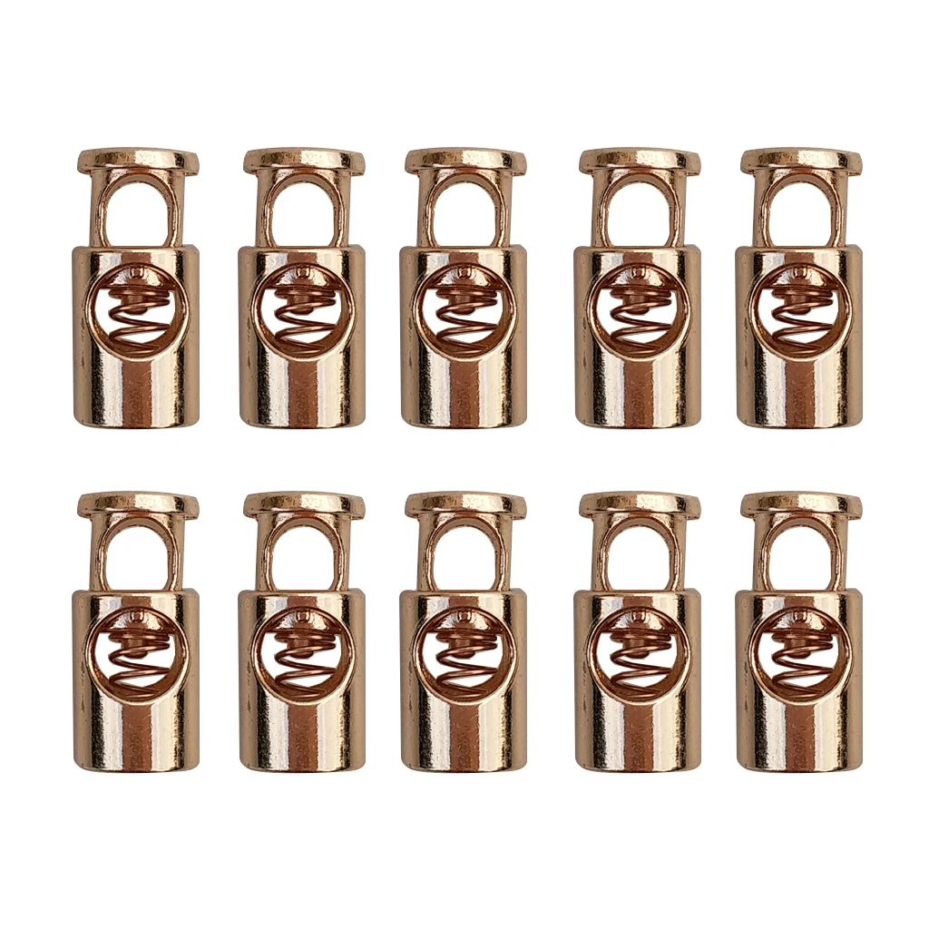 MagiDeal Pack of 10 Metal Toggle Spring Stop Single Hole String Cord Locks End Stopper Golden Sewing Accessories 