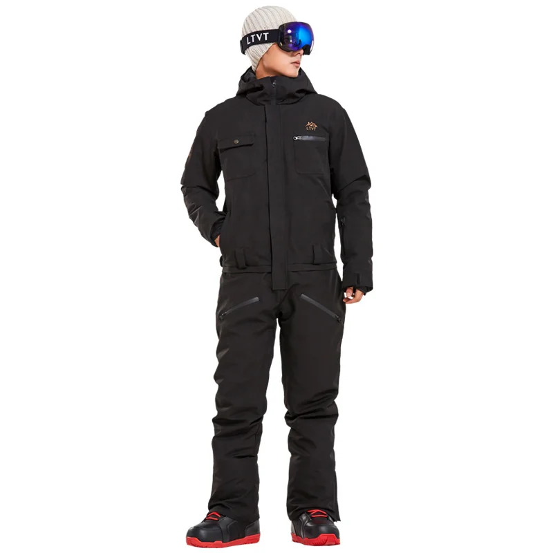 Зимний лыжный костюм для мужчин, цельный зимний комбинезон для горных лыж, водонепроницаемые толстые теплые куртки для сноуборда, штаны для сноуборда - Цвет: C1