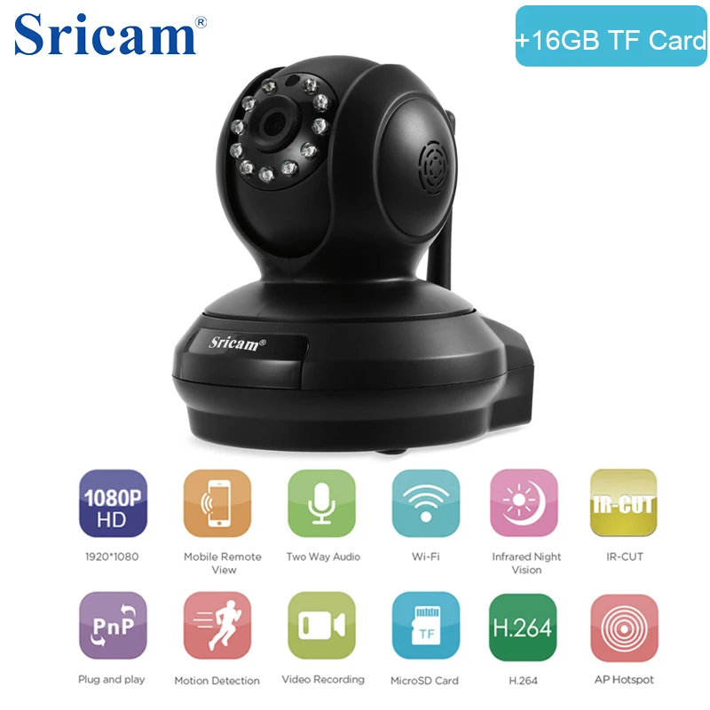 Sricam SP019 FHD 1080P Surveillance IP Camera Wifi Wireless Baby Monitor Night Vision Home IP Security Cam + 16GB TF Card camera : image Sricam SP019 FHD 1080P Surveillance IP Camera Wifi Wireless Baby Monitor Night Vision Home IP Security Cam + 16GB TF Card camera