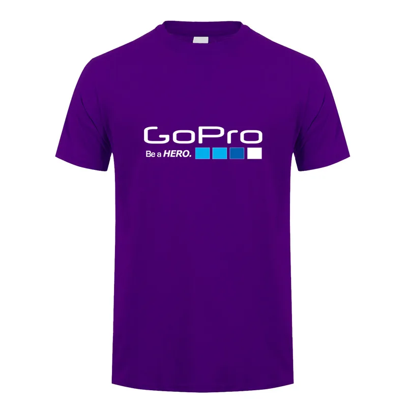 Летняя футболка Go Pro GoPro, топы для мужчин, короткий рукав, хлопок, Мужская футболка be a hero, мужские футболки, DS-015 - Цвет: Purple