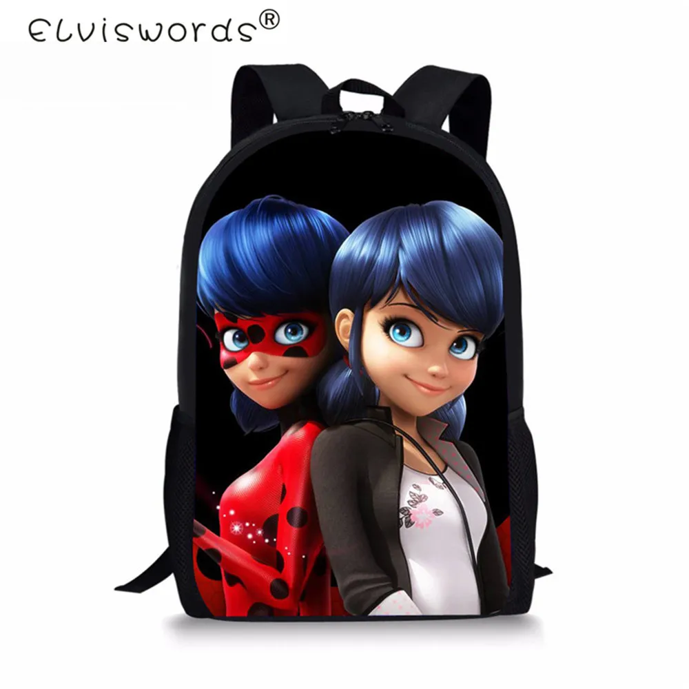 

ELVISWORDS Ladybug Pattern school bags Backpack For Boys Girls School Satchel Kids Back packs SchoolBag For Female Mochila