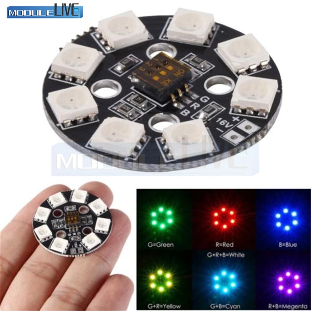 

7 Color RGB LED Round Plate 5050 X8 / 16V for FPV RC Multicopter F17710
